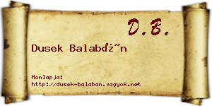 Dusek Balabán névjegykártya